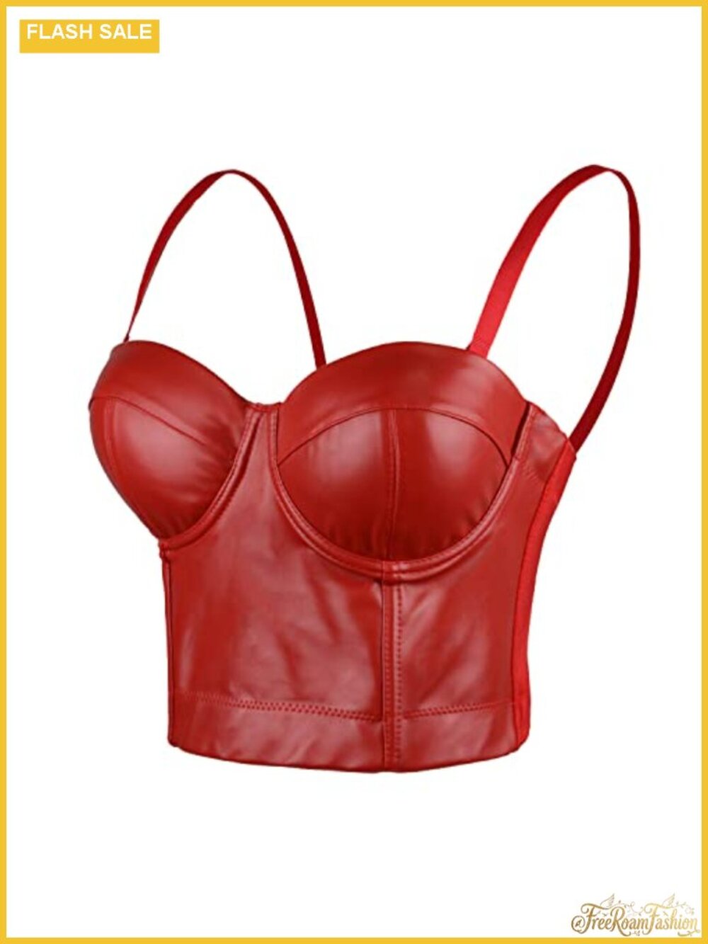 Faux Leather Bustier Crop Top Corset Push Up Clubwear Party